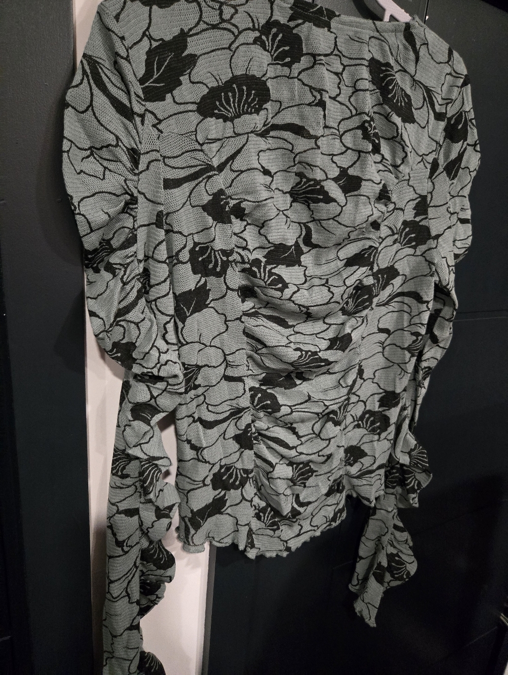 Floral Ruched V-Neck Long SleeveFree People Through The Medow XL Nwt - Picture 4 of 4